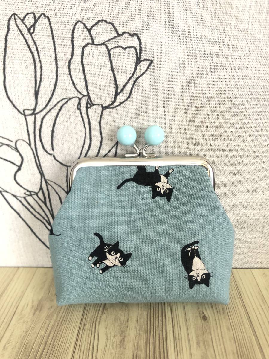 当店限定販売 がま口 ポーチ 財布 小物入れ ハンドメイド 猫柄 スモークブルー Catalasarenas Com 当店限定販売 がま口 ポーチ 財布 小物入れ ハンドメイド 猫柄 スモークブルー Catalasarenas Com