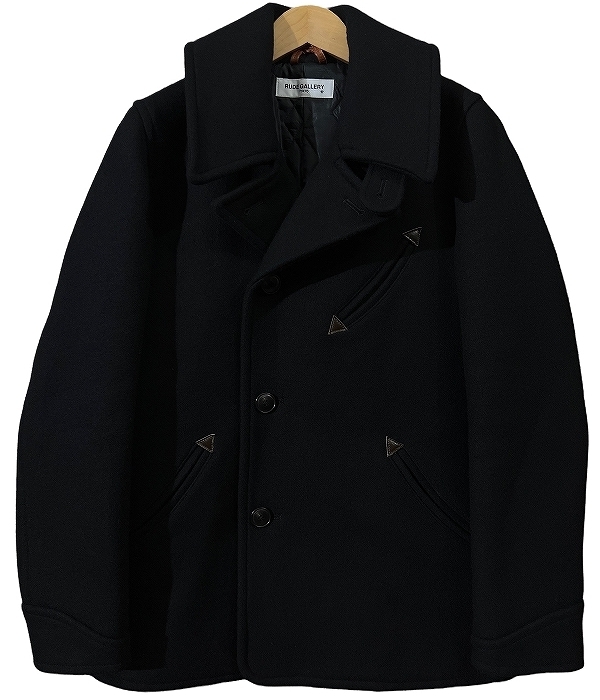 美品 ルードギャラリー 15AW 肉厚 メルトン ウール テッズ Pコート 黒S