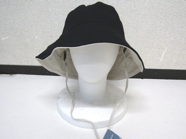 S2418:タグ付き未使用品 nemne 帽子 黒/フリーサイズ 59cm レディース ハット サンハット リバーシブルの画像1