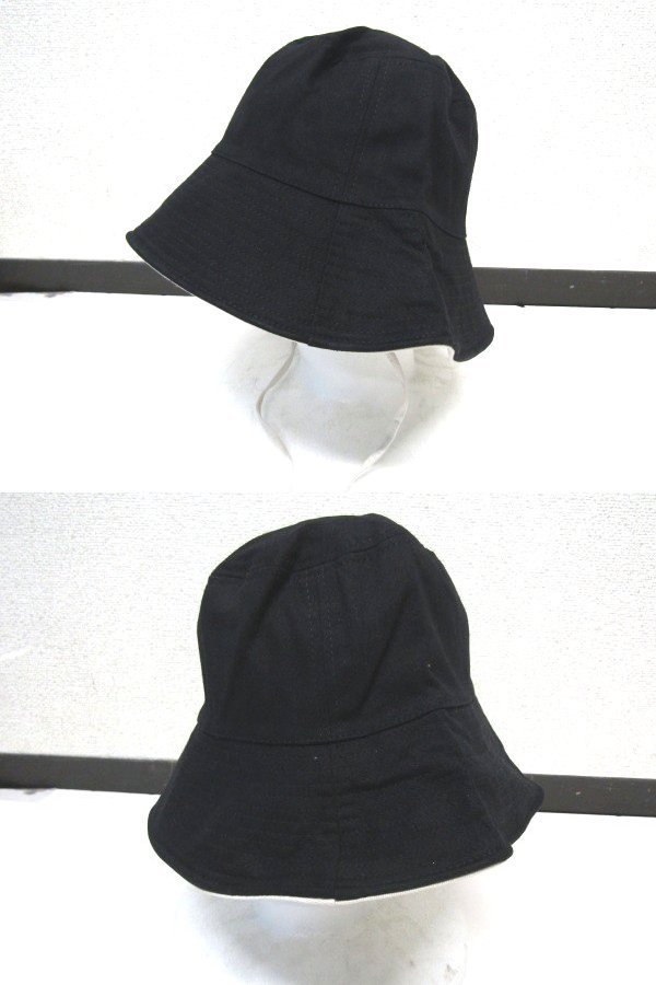 S2418:タグ付き未使用品 nemne 帽子 黒/フリーサイズ 59cm レディース ハット サンハット リバーシブルの画像3