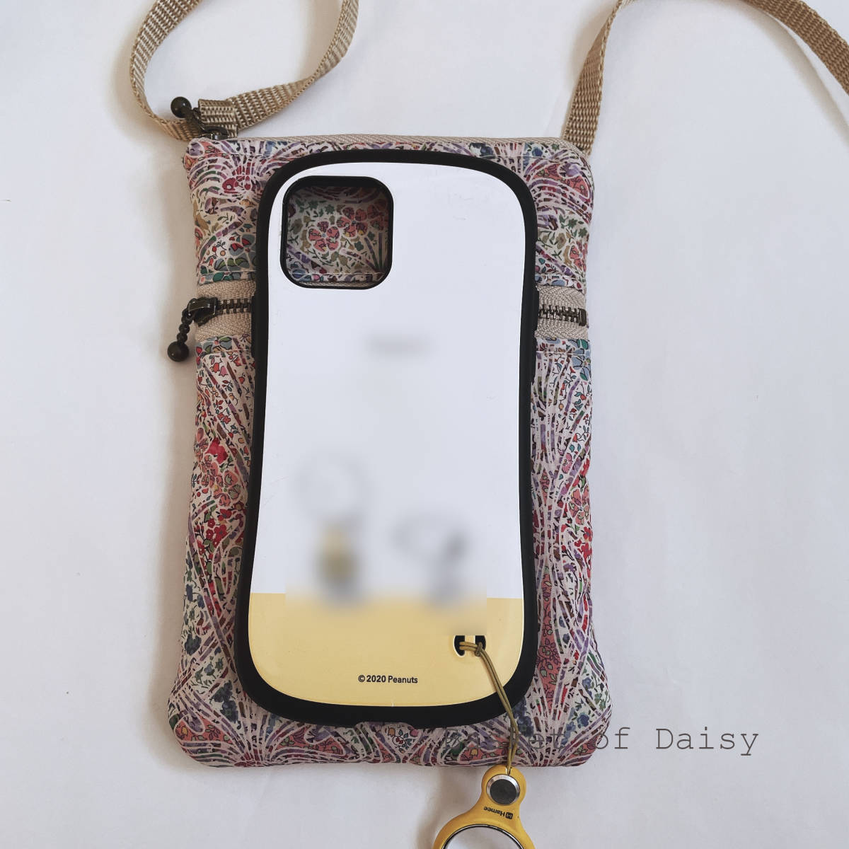  hand made Liberty smartphone shoulder double fastener soft chive smoky pink 