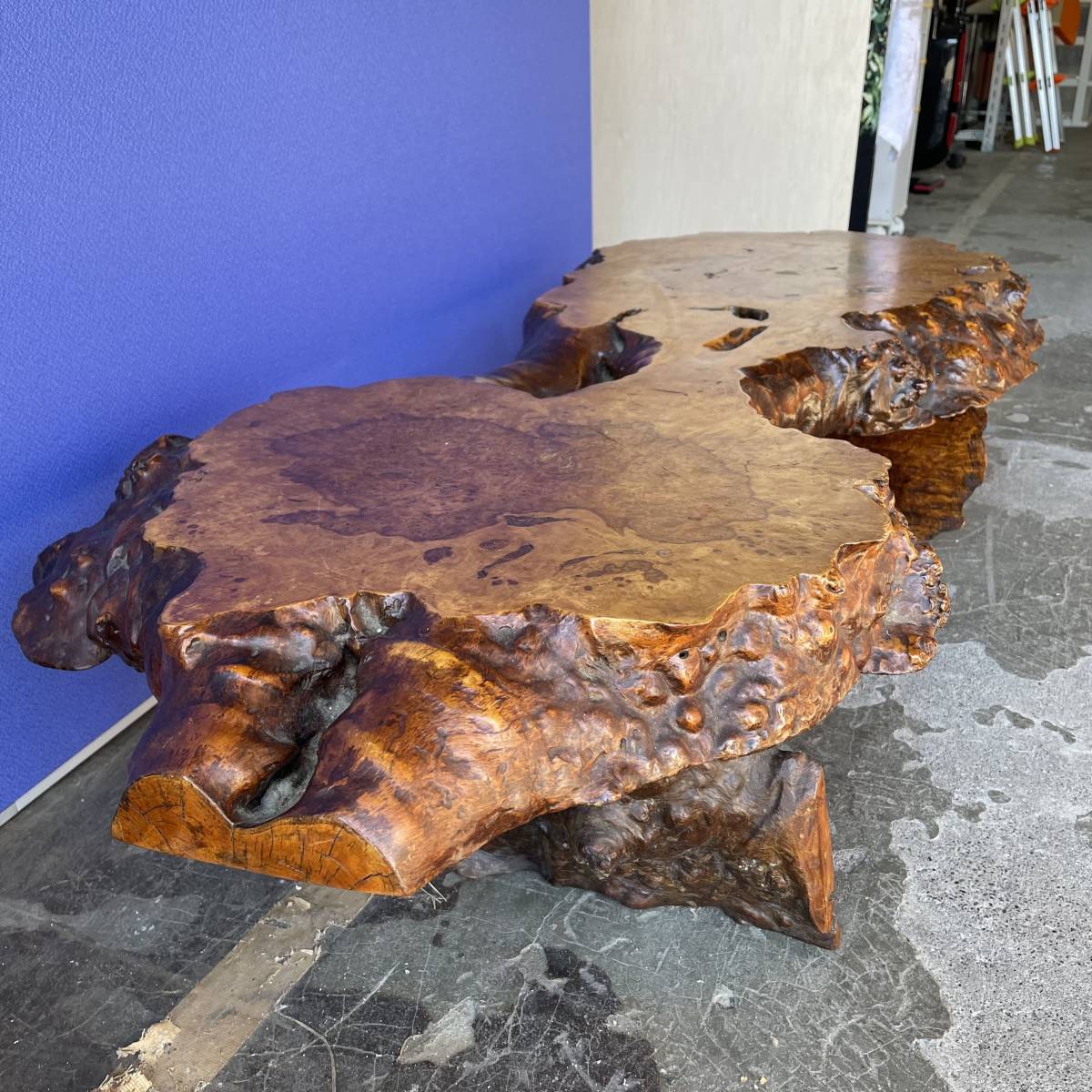 札幌発 一枚板 瘤杢 座卓 ちゃぶ台 ローテーブル 天然木 コブ 和家具