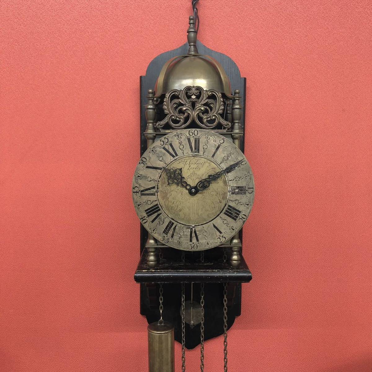 JOHN SMITH LONDON ドイツ製 振り子 機械式 時計 真鍮 掛け時計 菊TK