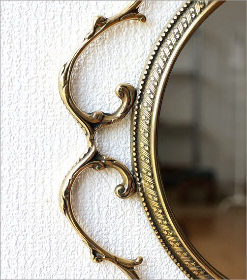 鏡 壁掛けミラー Ebn9195 おしゃれ アンティーク エレガントな真鍮のイタリアンウォールミラー 一部地域除く 壁掛け 真鍮 送料無料 正規逆輸入品 おしゃれ