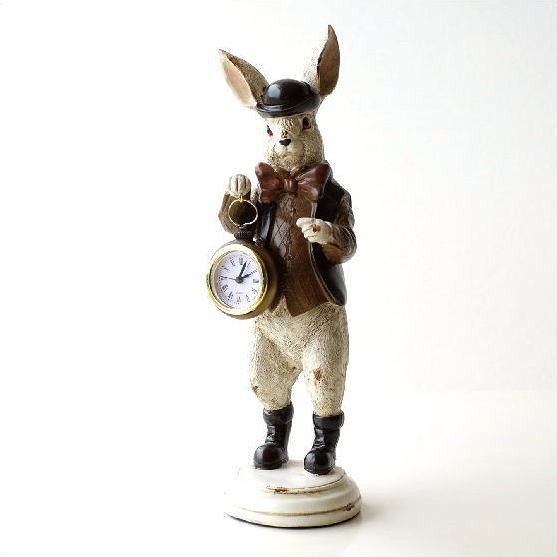 置き時計 置時計 アンティーク おしゃれ アナログ かわいい うさぎ ウサギ 置物 雑貨 オブジェ 小さい レトロなハットラビットクロック