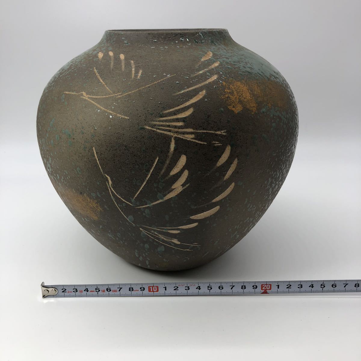 信楽焼 青ちらし金華 壺 花瓶 一輪挿し 花器 花生 花入 陶器
