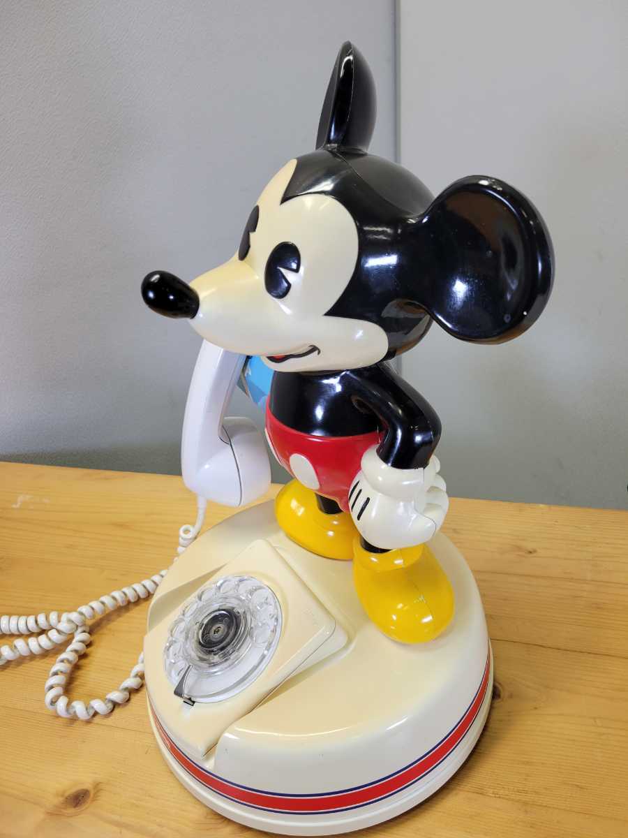 【通電確認済み】アンティーク品　ミッキーマウス 電話機　ダイヤル式 Kanda　神田通信　レトロ Disney &　SONY　留守電レコーダー　RS-30_画像2