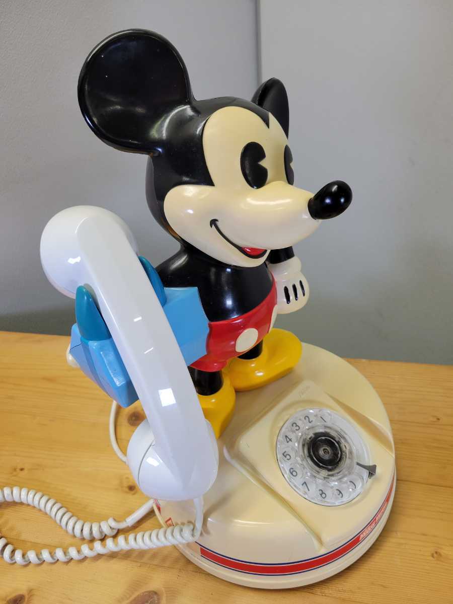 【通電確認済み】アンティーク品　ミッキーマウス 電話機　ダイヤル式 Kanda　神田通信　レトロ Disney &　SONY　留守電レコーダー　RS-30_画像3