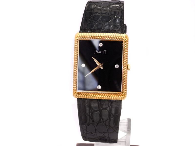 1970年頃　ピアジェ■K18YG　金無垢　4Pダイヤ■ブラックONIXフェイス　メンズ腕時計 消費税なし_画像2