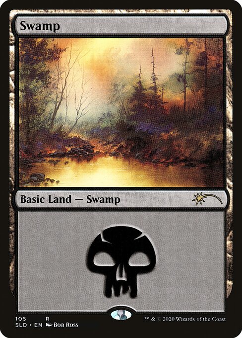 MTG ■土地/英語版■ 《沼/Swamp》★FOIL★ Bob Ross Secret Lair SLD_画像1