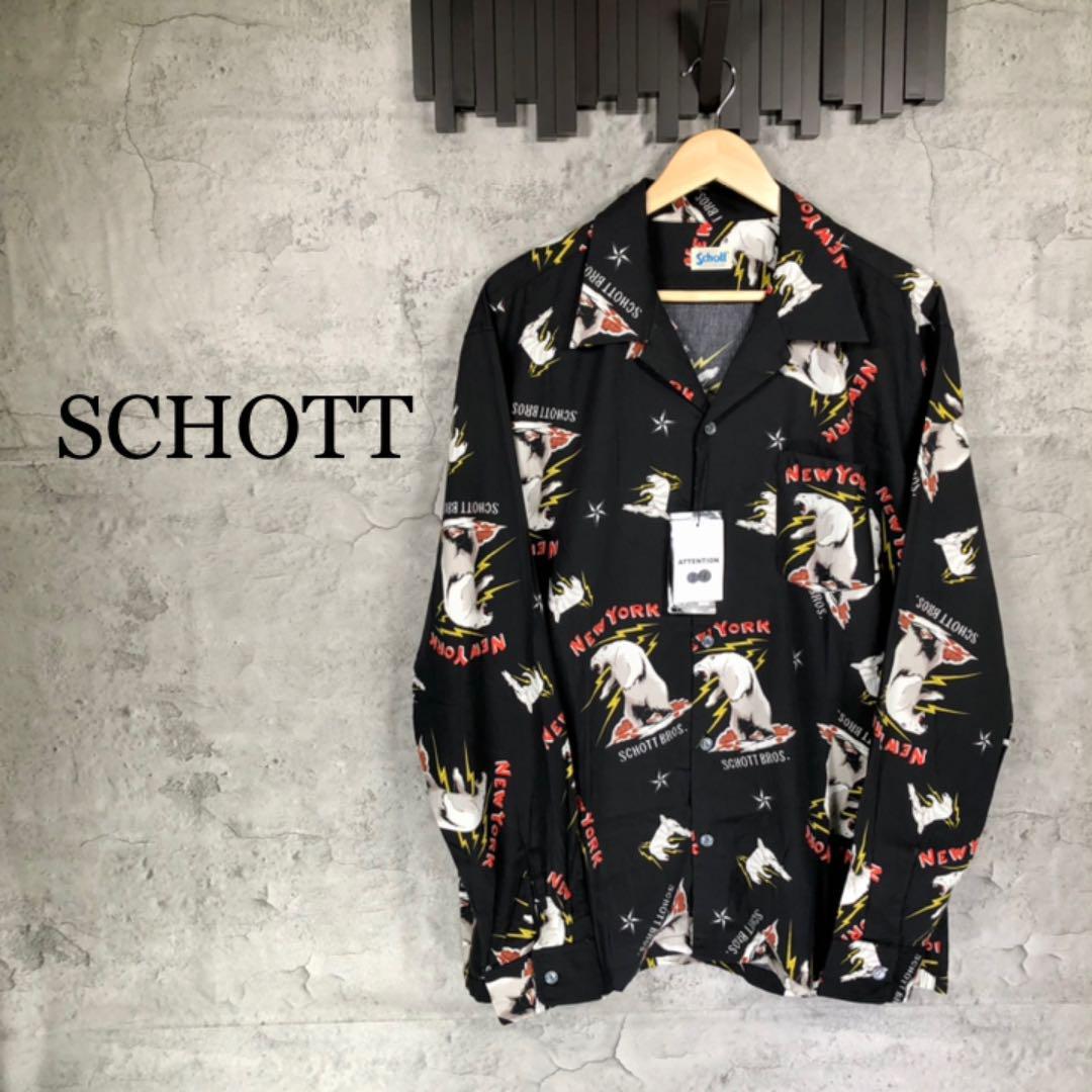 SCHOTT』ショット (XL) 新品総柄 レーヨンシャツ / オープンカラー 