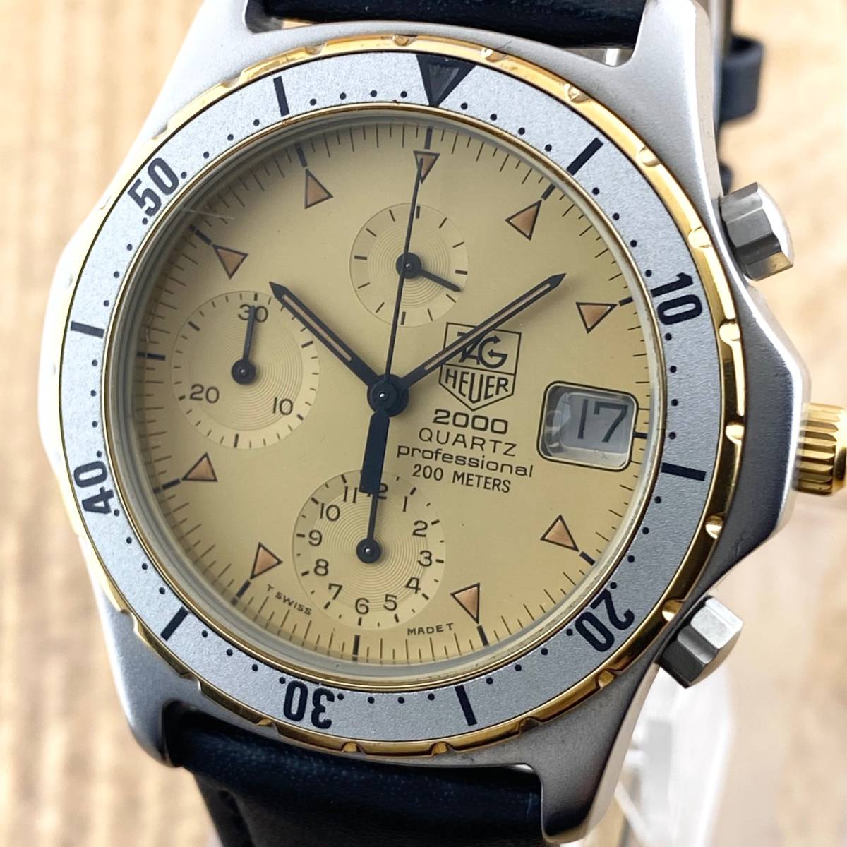 【1円箱付】TAG HEUER タグ ホイヤー 腕時計 メンズ クロノグラフ 274.006 ゴールド文字盤 2000シリーズ プロフェッショナル 正規品_画像1