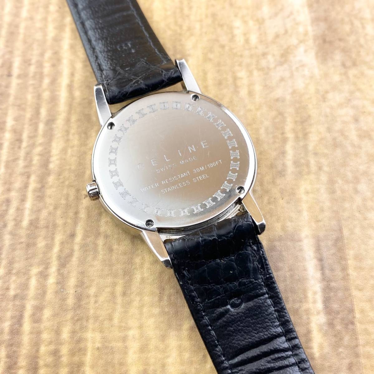 1円〜】CELINE セリーヌ 腕時計 メンズ 30M/100FT ブラック文字盤
