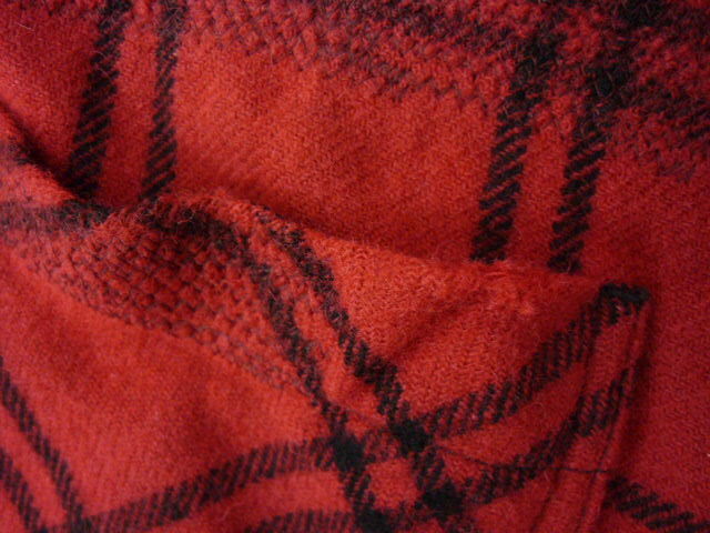 GUCCI Gucci long sleeve flannel shirt tunic One-piece 40 check red lady's wool . oversize (75)a