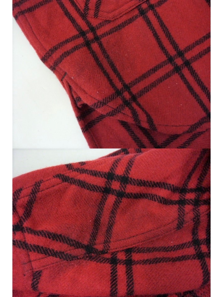 GUCCI Gucci long sleeve flannel shirt tunic One-piece 40 check red lady's wool . oversize (75)a