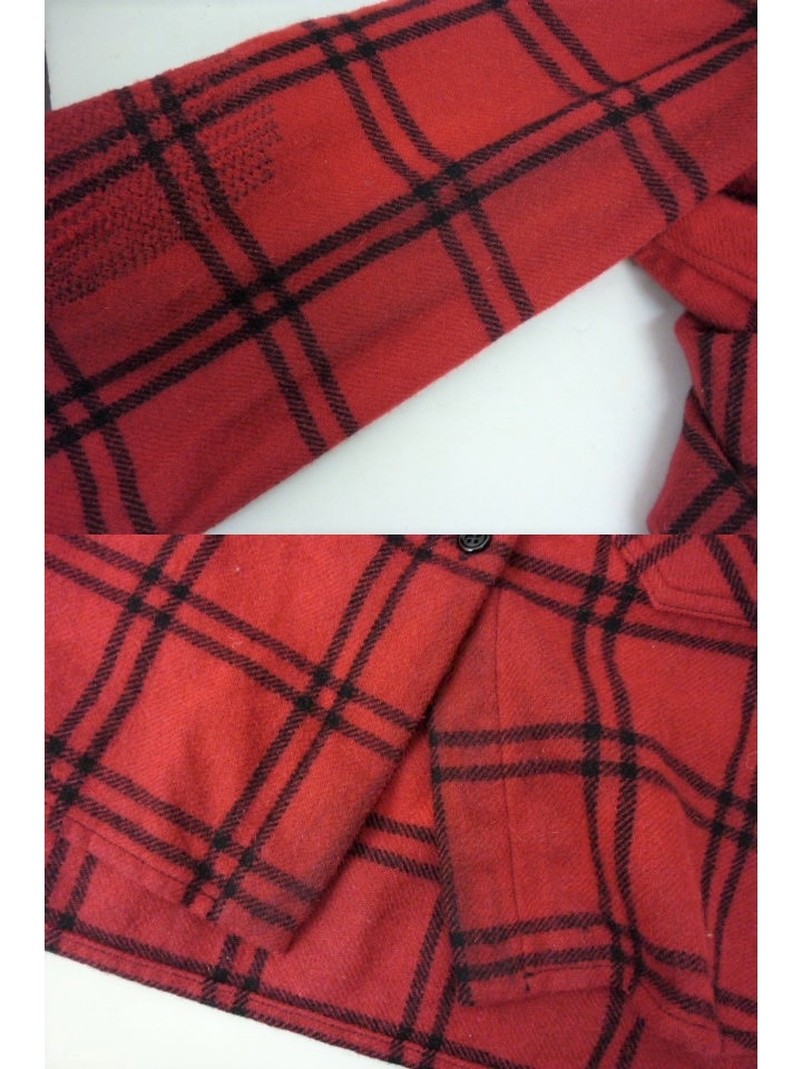 GUCCI Gucci long sleeve flannel shirt tunic One-piece 40 check red lady's wool . oversize (75)a