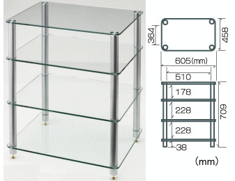 HF04GS shelves board strengthen glass mine timbering silver audio rack Sound Magic sound Magic 