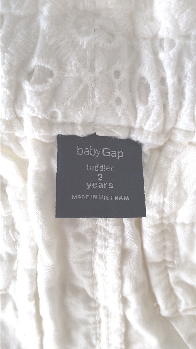 baby GAP ベビーギャップ パンツ ズボン カバーオール サイズ2 ホワイト 白 95cm 綿100 未使用 タグなし