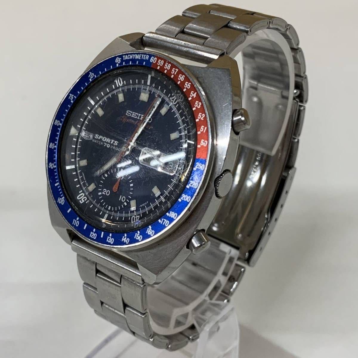 1円~【稼働品】SEIKO セイコー スピードタイマー 5 SPORTS 6139-6000 デイデイト ペプシ 青赤ベゼル AUTOMATIC 自動巻き メンズ腕時計_画像2