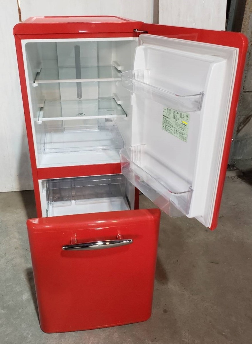 生活家電2点セット イーアングル 冷蔵庫 電子レンジ レトロ調 d333-