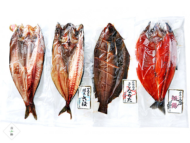  carefuly selected dried food 4 pieces set [ one night .4 point set vanity case less ]o horn tsuk sea Hokkaido production dried food seafood gift [ Atka mackerel . Sakura ..][ free shipping ]