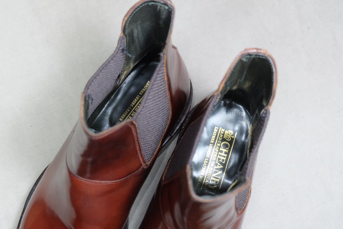 デッドストックOld CHEANEY ヴィンテージチーニー 最高級ホーウィン社製コードバンレザー使用 美しいサイドゴアブーツ UK8 英国製手製革靴_画像7