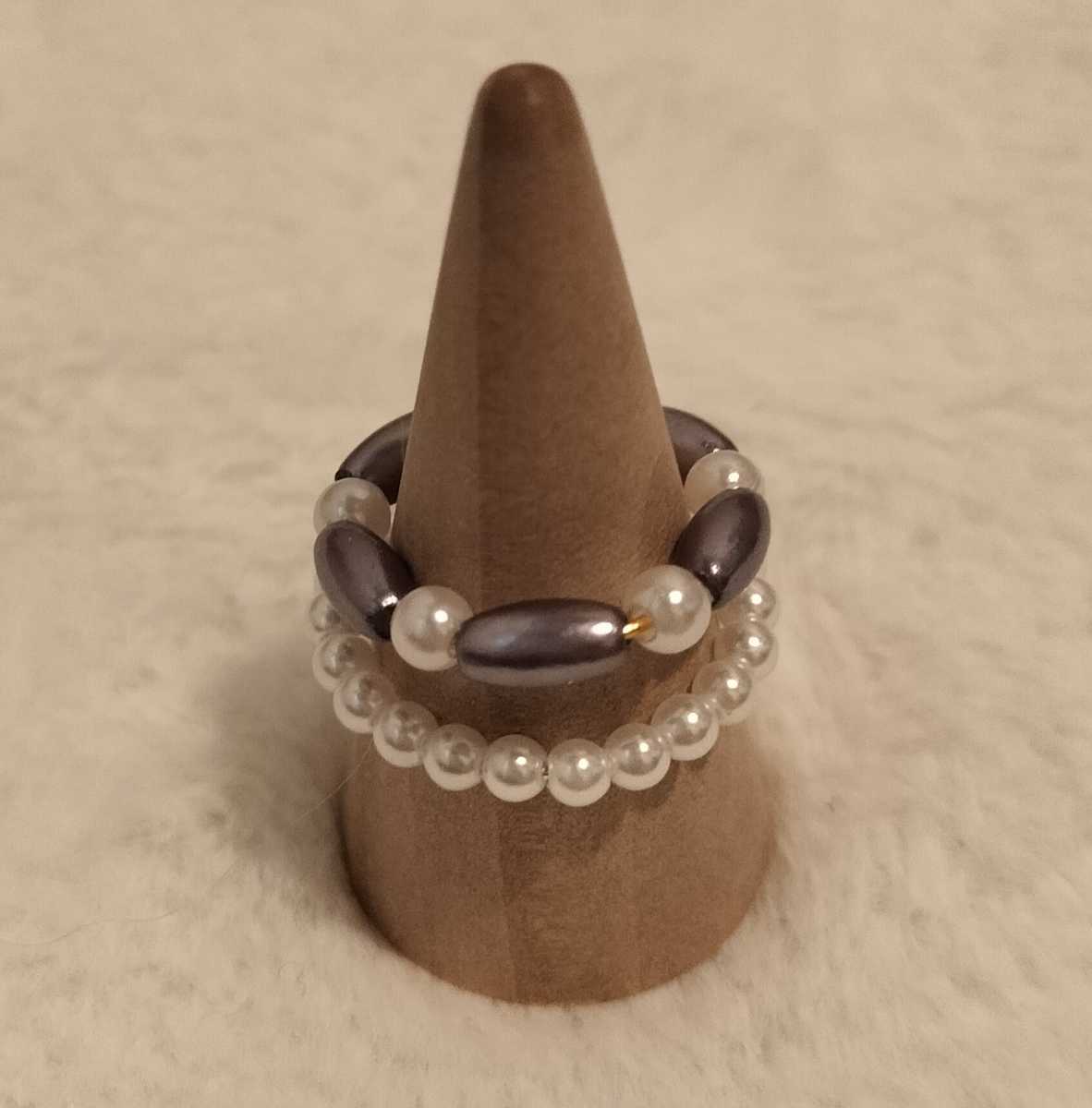 [No.5087] ring beads ring gray 