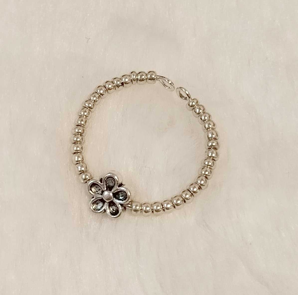 [No.5029] ring flower motif antique silver 