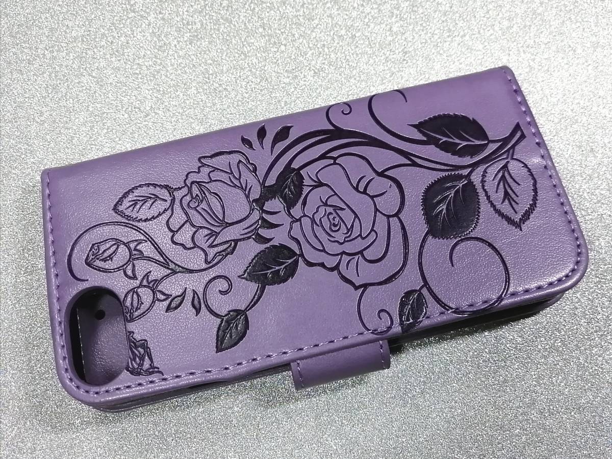 魅力的な価格 手帳型 Iphone6 7 8 Se2 Se3 ケース 薔薇蝶リーフ パープル紫 Health Worx Co Za