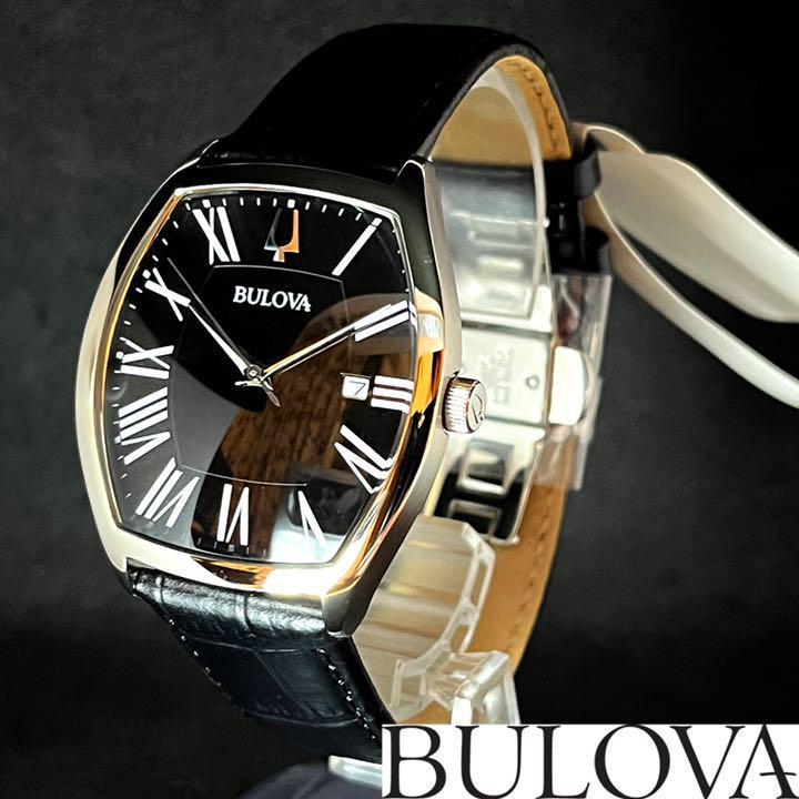 Bulova ブローバ お洒落 ブラック 黒色 ブラック色 プレゼントに メンズ腕時計 四角形 希少 激レア 男性 紳士用 革 高級 特価 メンズ腕時計