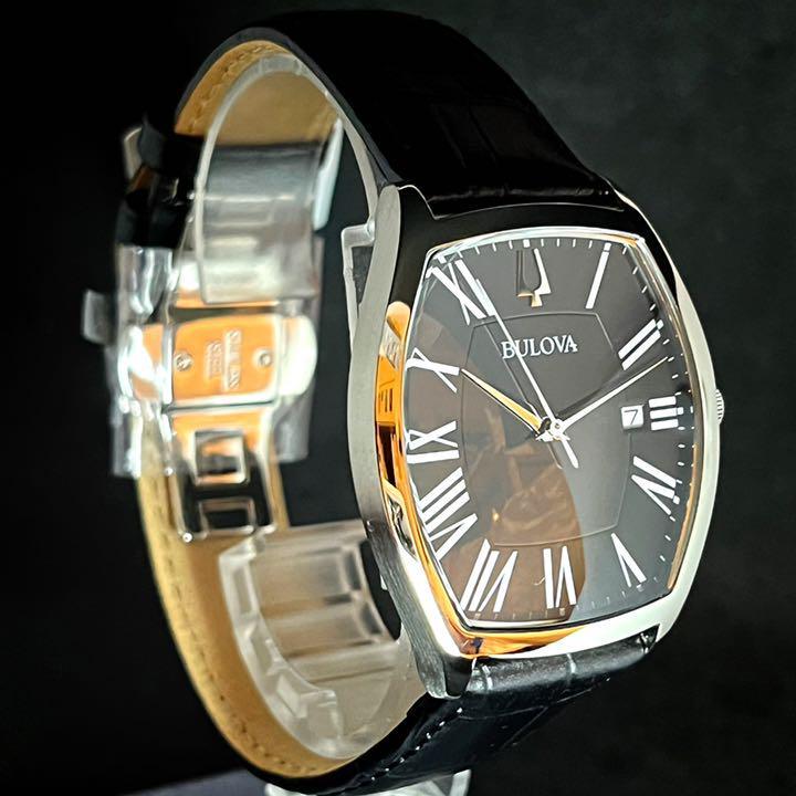 Bulova ブローバ お洒落 ブラック 黒色 ブラック色 プレゼントに メンズ腕時計 四角形 希少 激レア 男性 紳士用 革 高級 特価 メンズ腕時計