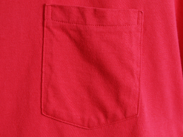 90s USA製 旧タグ ■ OLD GAP ポケット付き 半袖 Tシャツ ( メンズ M ) 古着 90年代 オールド ギャップ アメリカ製 ポケT 耳付き 無地 赤_画像5