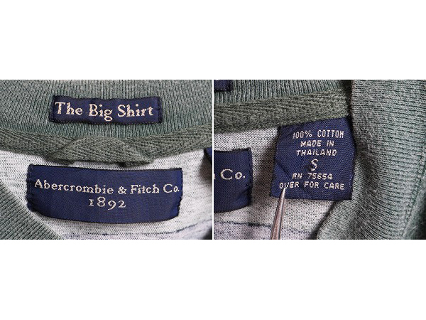 90s 希少サイズ S ■ Abercrombie&Fitch ワイド ボーダー 半袖 Tシャツ ( メンズ ) 古着 90年代 オールド アバクロ The Big Shirt トリコ_画像5