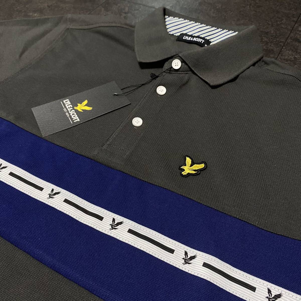 M размер la il and Scott LYLE&SCOTT рубашка-поло с коротким рукавом Golf мужской новый товар one отметка нашивка весна лето угольно-серый 