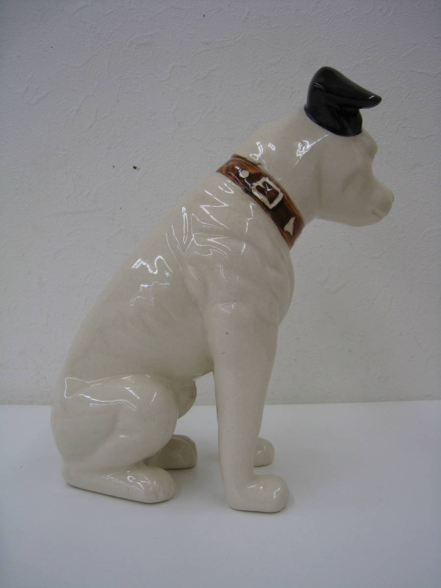 ◆ビクター犬◆ ニッパー君 高さ約21.5㎝ Victor 当時物 陶器 置物 オブジェ ディスプレイ 高さ約6㎝ソフビ製ニッパー君おまけ付_画像3