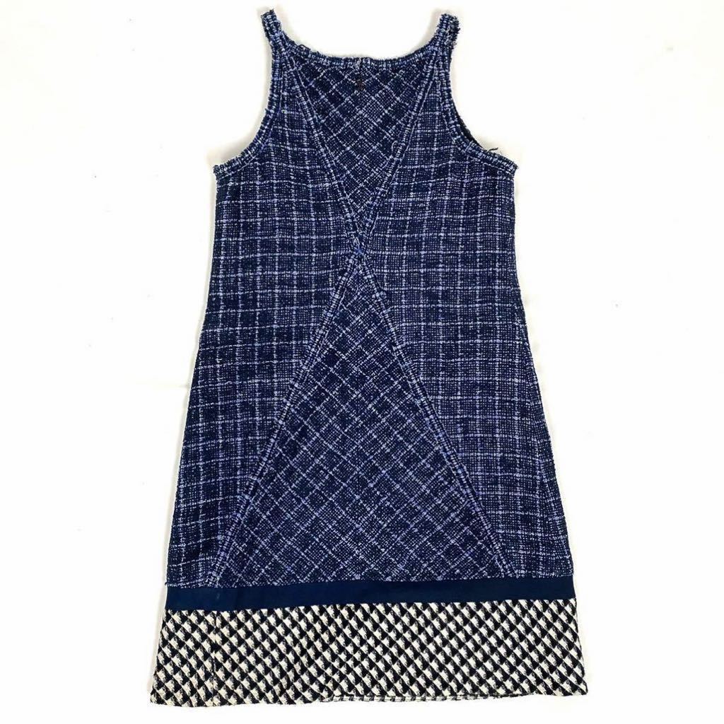 1円 良品 CHANEL シャネル ツイード ワンピース ココマーク カメリア