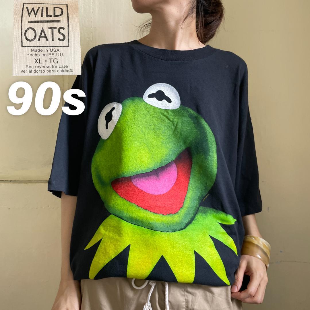 【1517】90's Kermit Tシャツ カーミット USA製 アメコミ WILD OATSタグ XLサイズ ヴィンテージ 古着_画像1