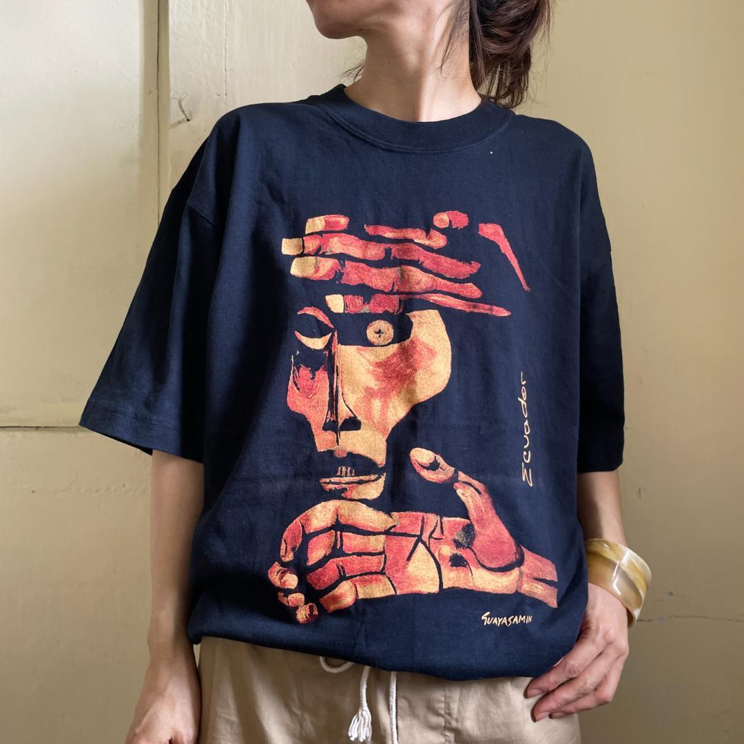 【1528】アート Tシャツ オスワルドグアヤサミン 抽象画 00s Oswaldo Guayasamin エクアドル El Grito Nro. 2(悲鳴2号)