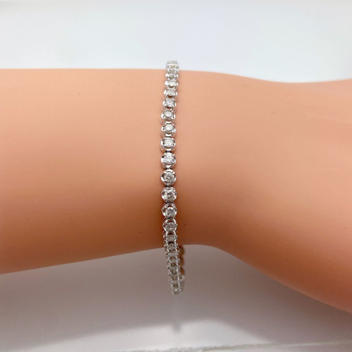 2ct テニスブレス 】 k18WG 天然 ダイヤモンド ブレスレット