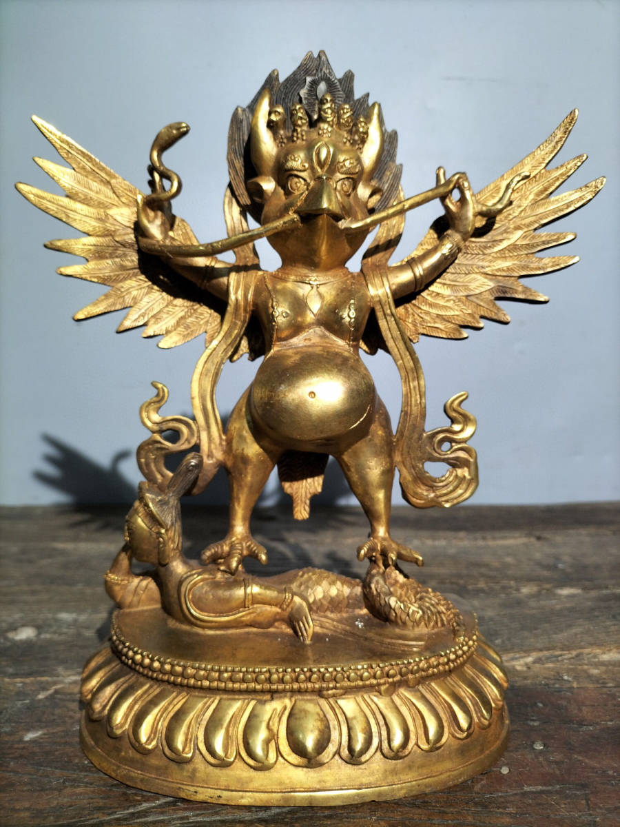 収蔵家蔵・銅製・金鍍・大鵬鳥神像』具置物・古賞物・古美術品・家族 ...