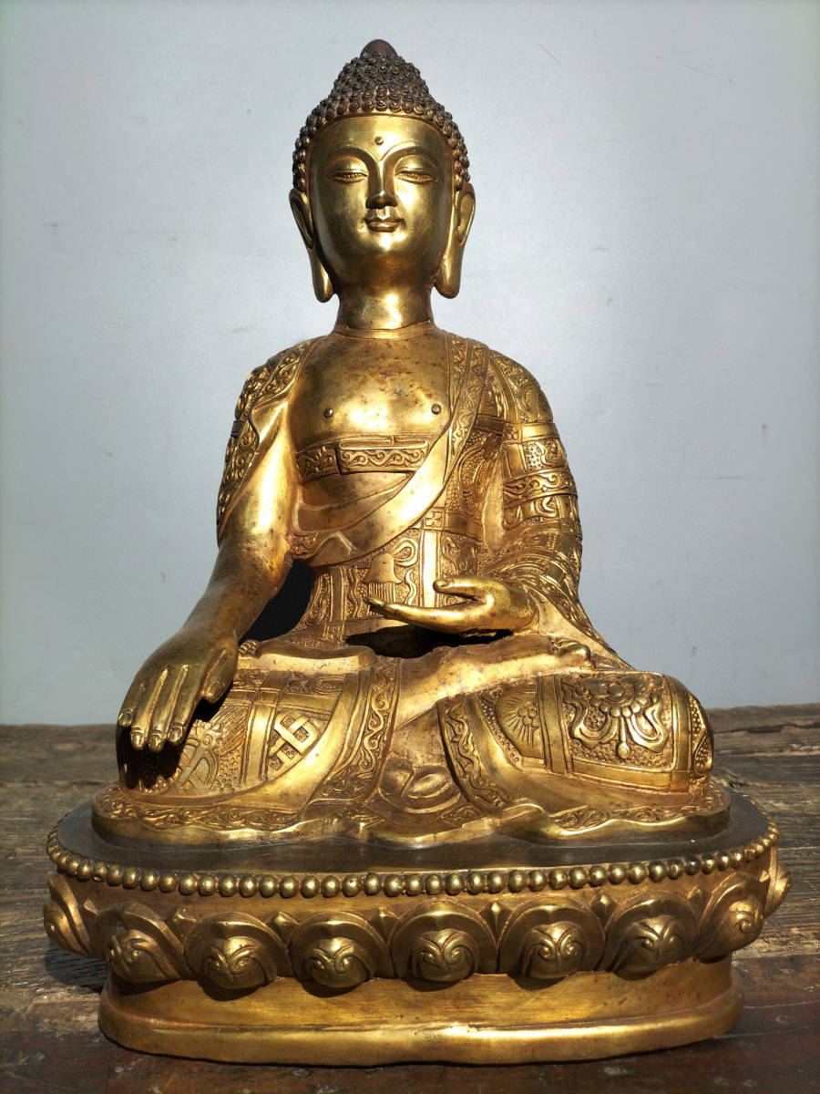 収蔵家蔵・銅製・金鍍・釋迦牟尼像』具置物・古賞物・古美術品・家族 ...