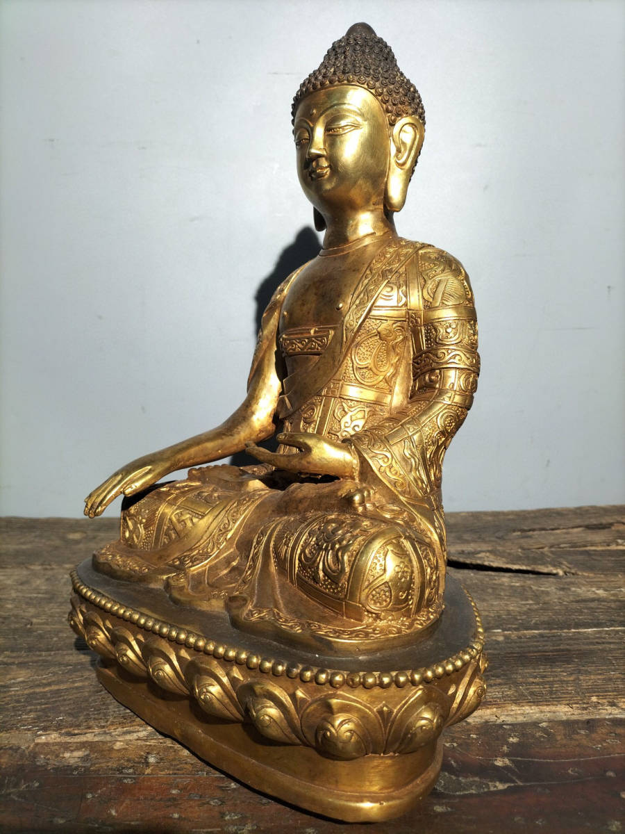 収蔵家蔵・銅製・金鍍・釋迦牟尼像』具置物・古賞物・古美術品・家族 ...