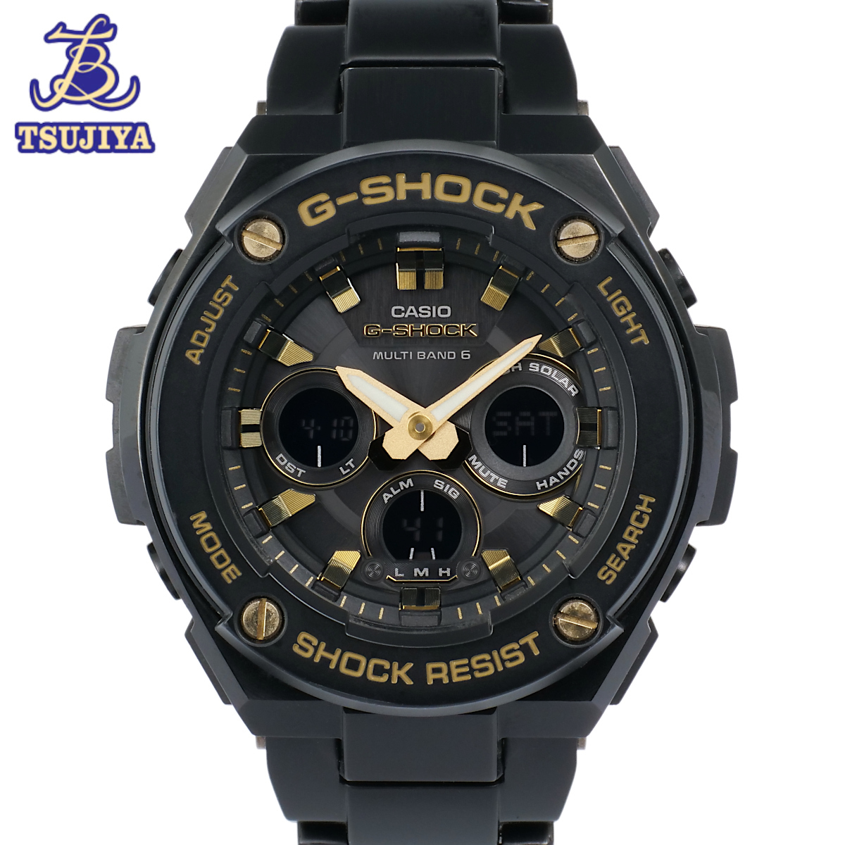 CASIO カシオ　G-SHOCK　GST-W300BD　ブラック文字盤　樹脂/ステンレス/タフソーラー/電波時計　メンズ　中古AB【辻屋質店W0325】_画像1