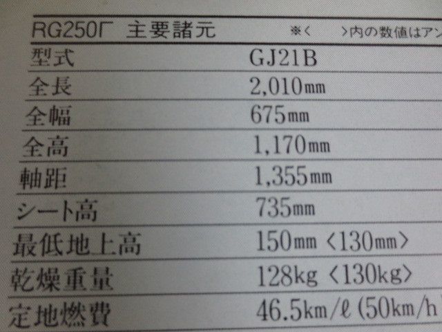 SUZUKI スズキ RG250Γ ガンマ GJ21B カタログ パンフレット チラシ 送料無料の画像9