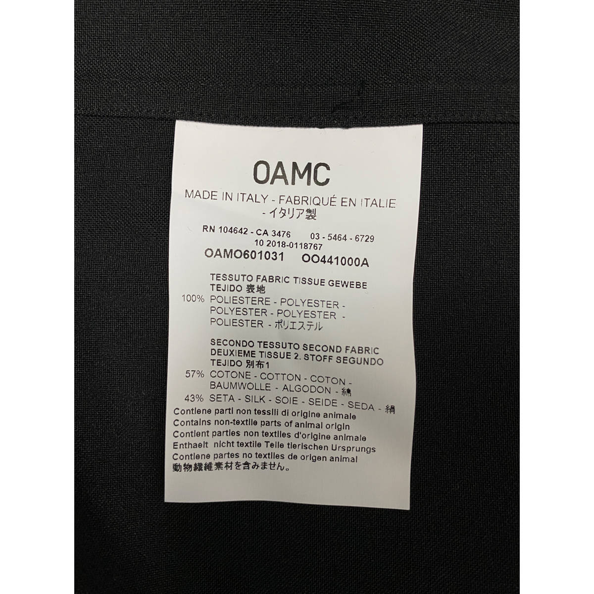 OAMC(OVER ALL MASTER CLOTH) SHIRTS JACKET 18SS (black)