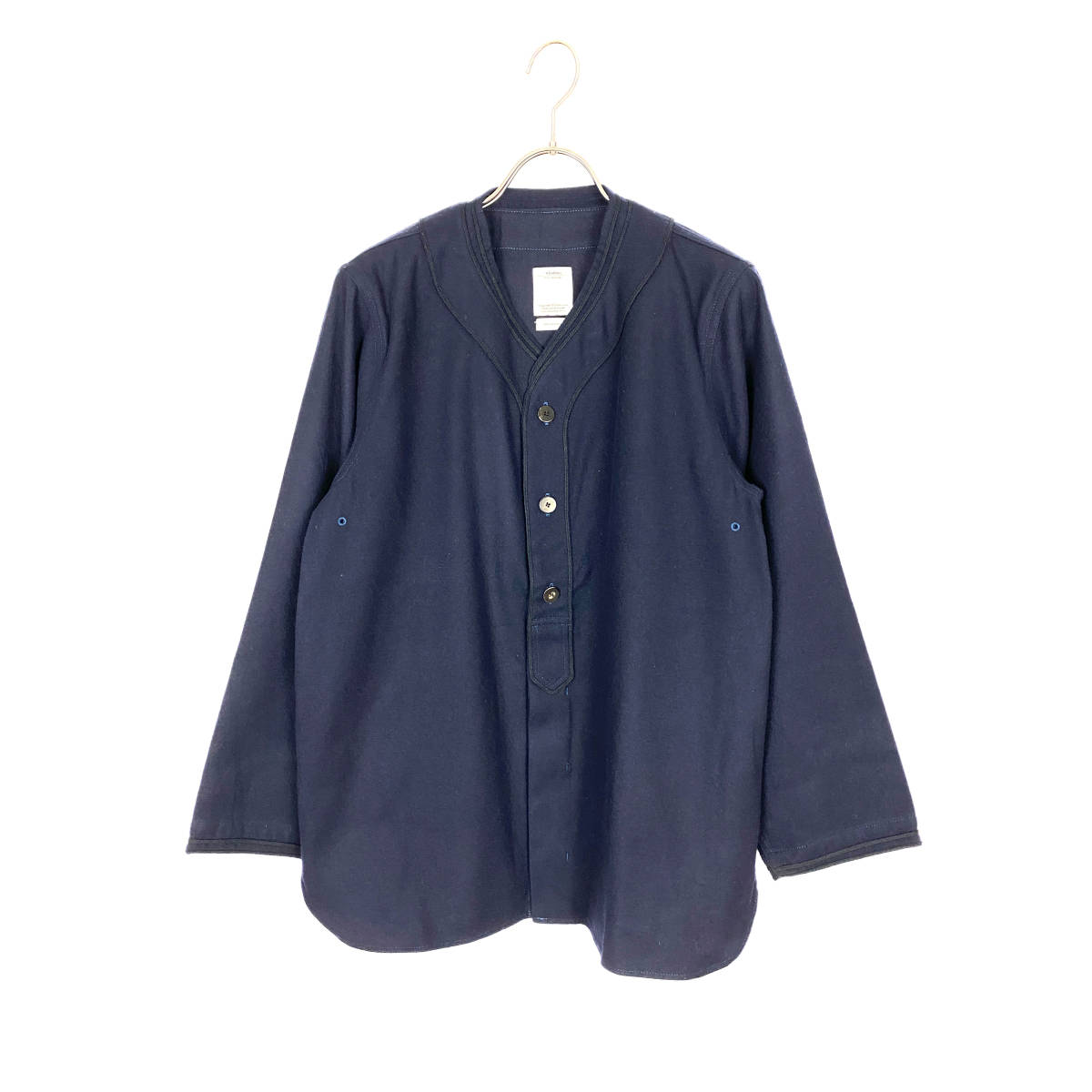 VISVIM DUGOUT SHIRT L/S (WOOL/LINEN) 17SS (navy)