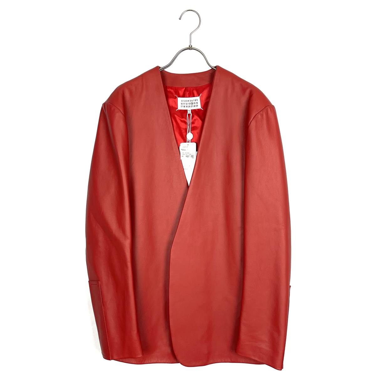 Maison Margiela(メゾン マルジェラ) collarless leather jacket 17AW (red)_画像1