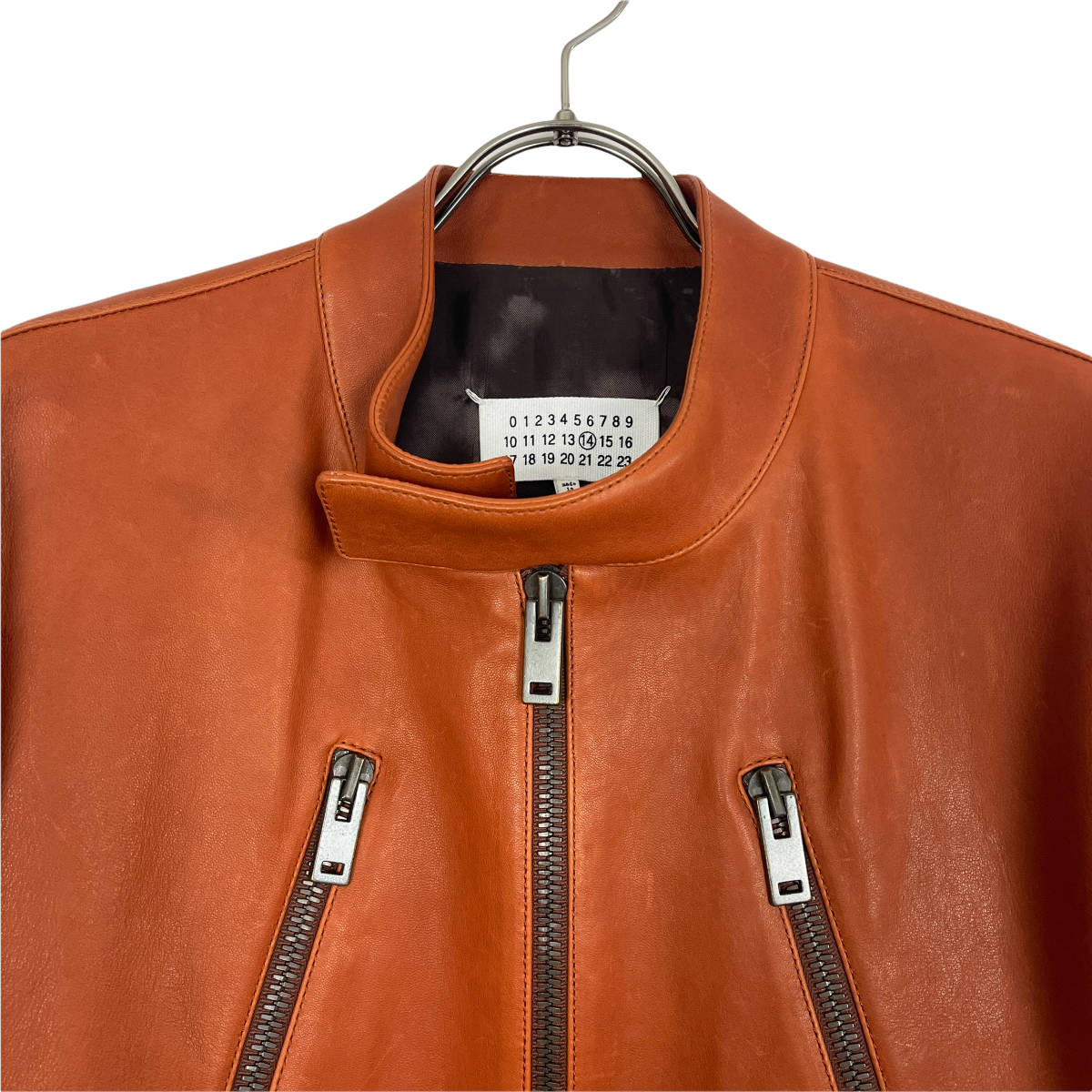 Maison Margiela(メゾン マルジェラ)八の字 leather riders jacket 2016 (orange)_画像2