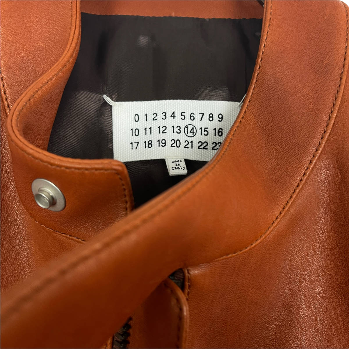 Maison Margiela(メゾン マルジェラ)八の字 leather riders jacket 2016 (orange)_画像4