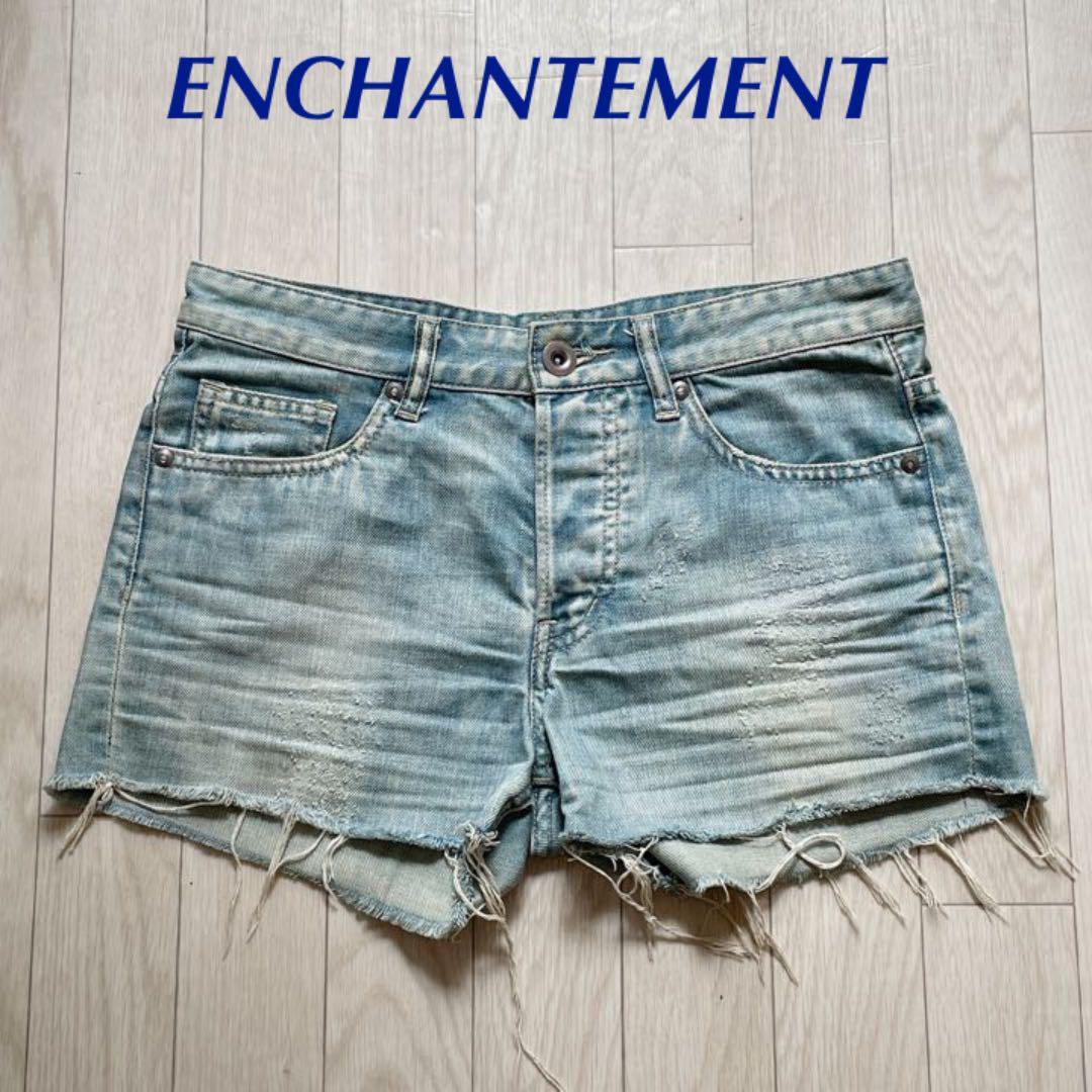 ENCHANTEMENT デニムショートパンツ W78センチ ルシェルブルー_画像1